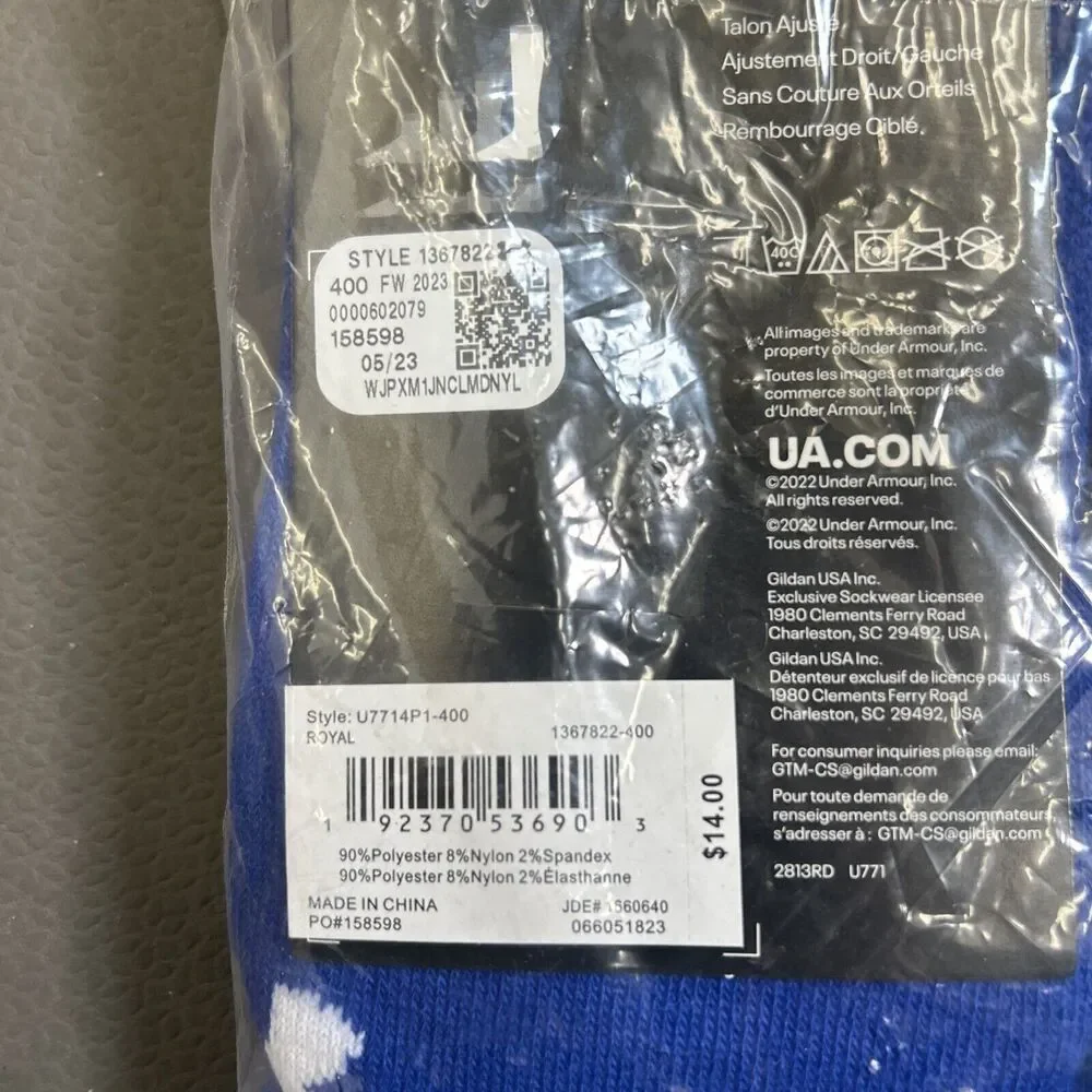 NWT Under Armour Blue M(7-8.5) W(6-10) UA Team Cushioned Over The Calf Socks Lot